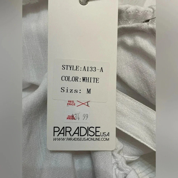 PARADISE Off The Shoulder Button-Down
Woven Mini Dress in White New Medium - Picture 5 of 7